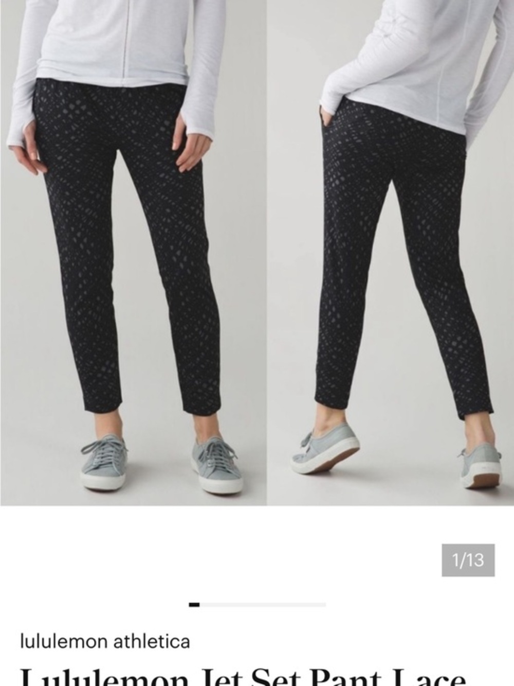 lululemon Jet Set Pants Lace Play Dark Slate Black Grey